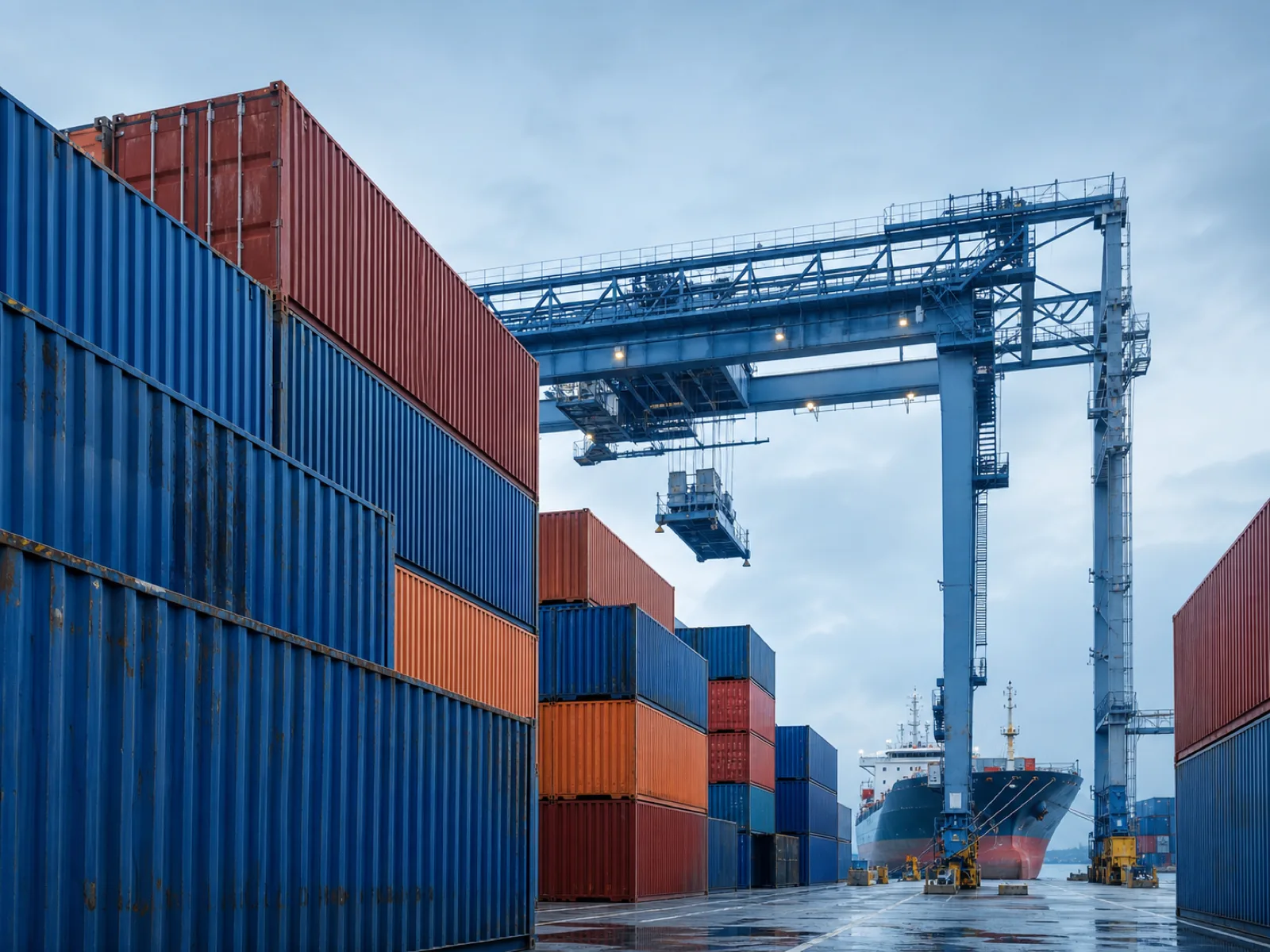 Export cartons of cookware staged for container loading